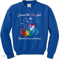 Spread The Hope Find The Cure Thyroid Cancer Awareness Funny Gift Kids Sweatshirt thumb 0