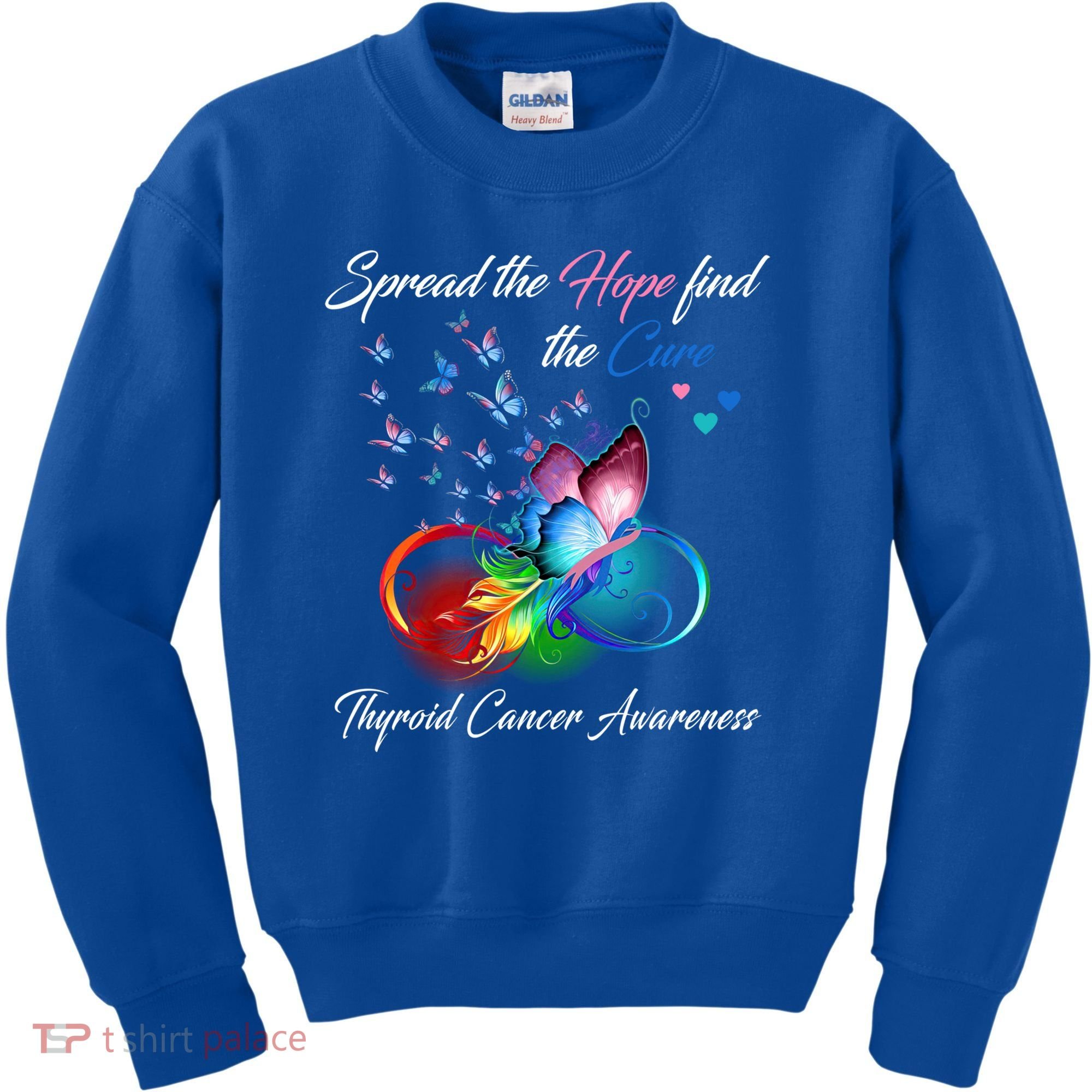 Spread The Hope Find The Cure Thyroid Cancer Awareness Funny Gift Kids Sweatshirt