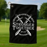 Strongers Together Iron Sharpens Iron Proverbs Golf Towel thumb 1