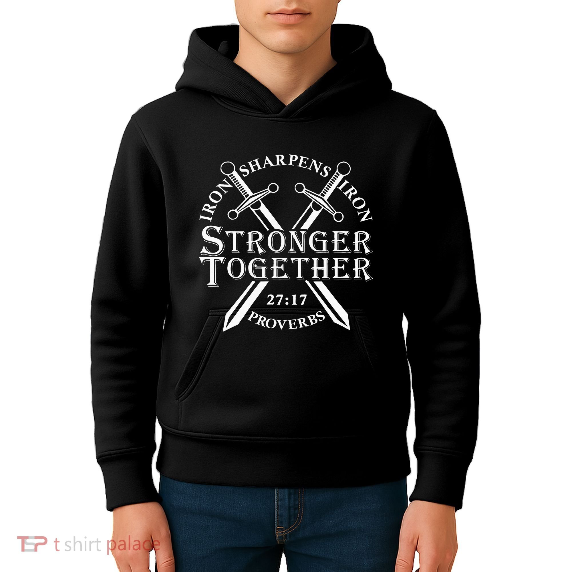 Strongers Together Iron Sharpens Iron Proverbs Kids Hoodie