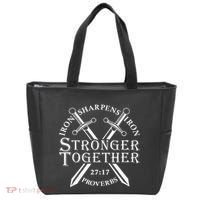 Strongers Together Iron Sharpens Iron Proverbs Tote Bag thumb 0