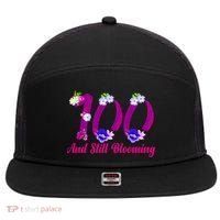 Still Blooming 100th Birthday Flowers 7 Panel Mesh Trucker Snapback Hat thumb 0