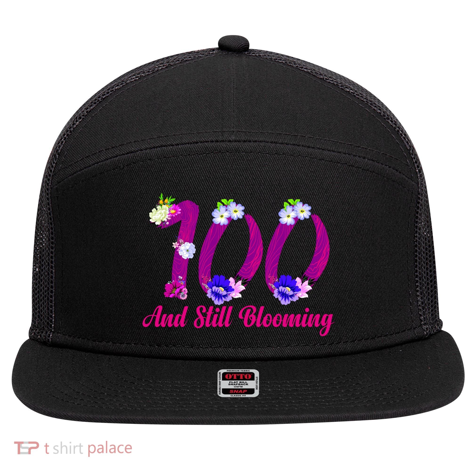 Still Blooming 100th Birthday Flowers 7 Panel Mesh Trucker Snapback Hat