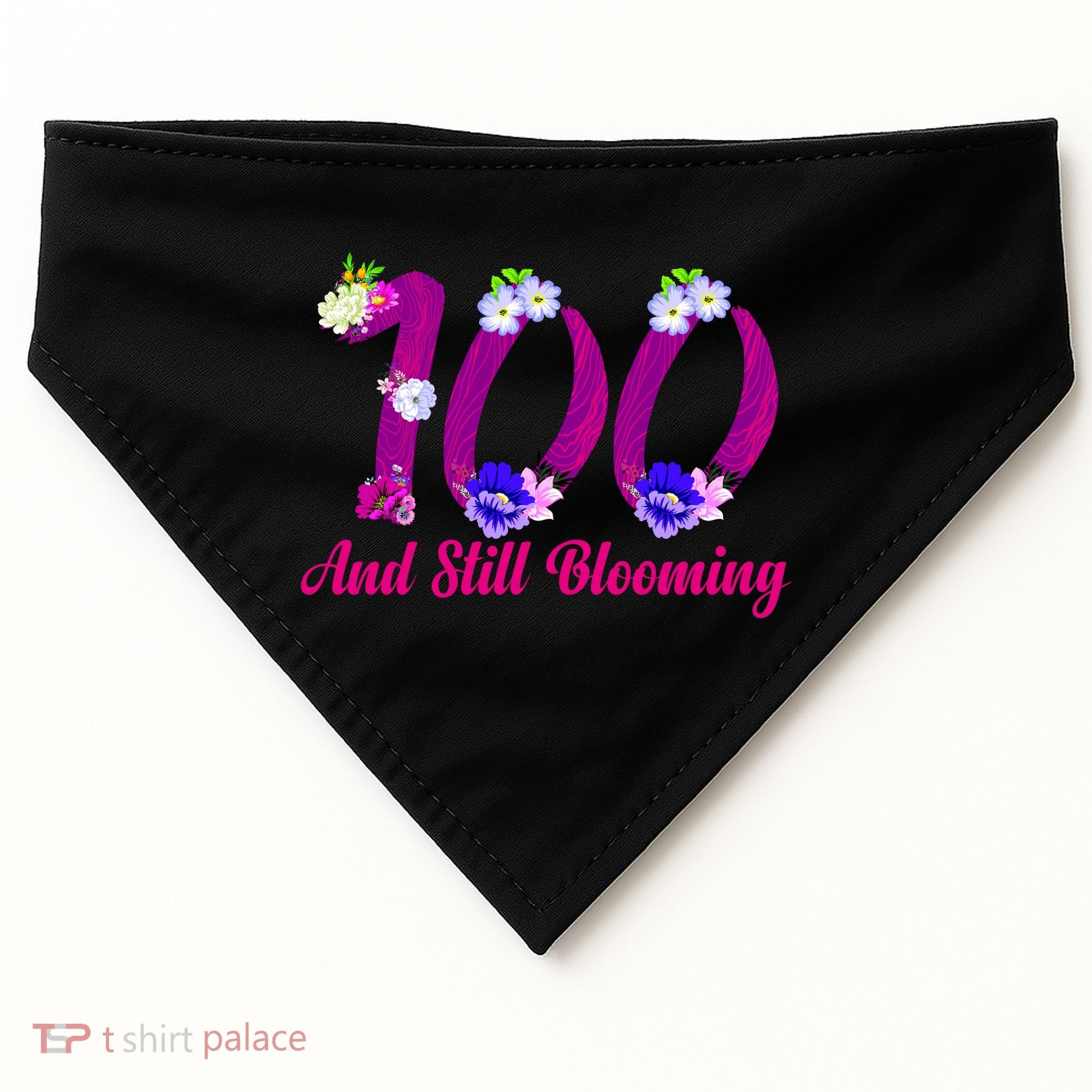 Still Blooming 100th Birthday Flowers USA-Made Doggie Bandana