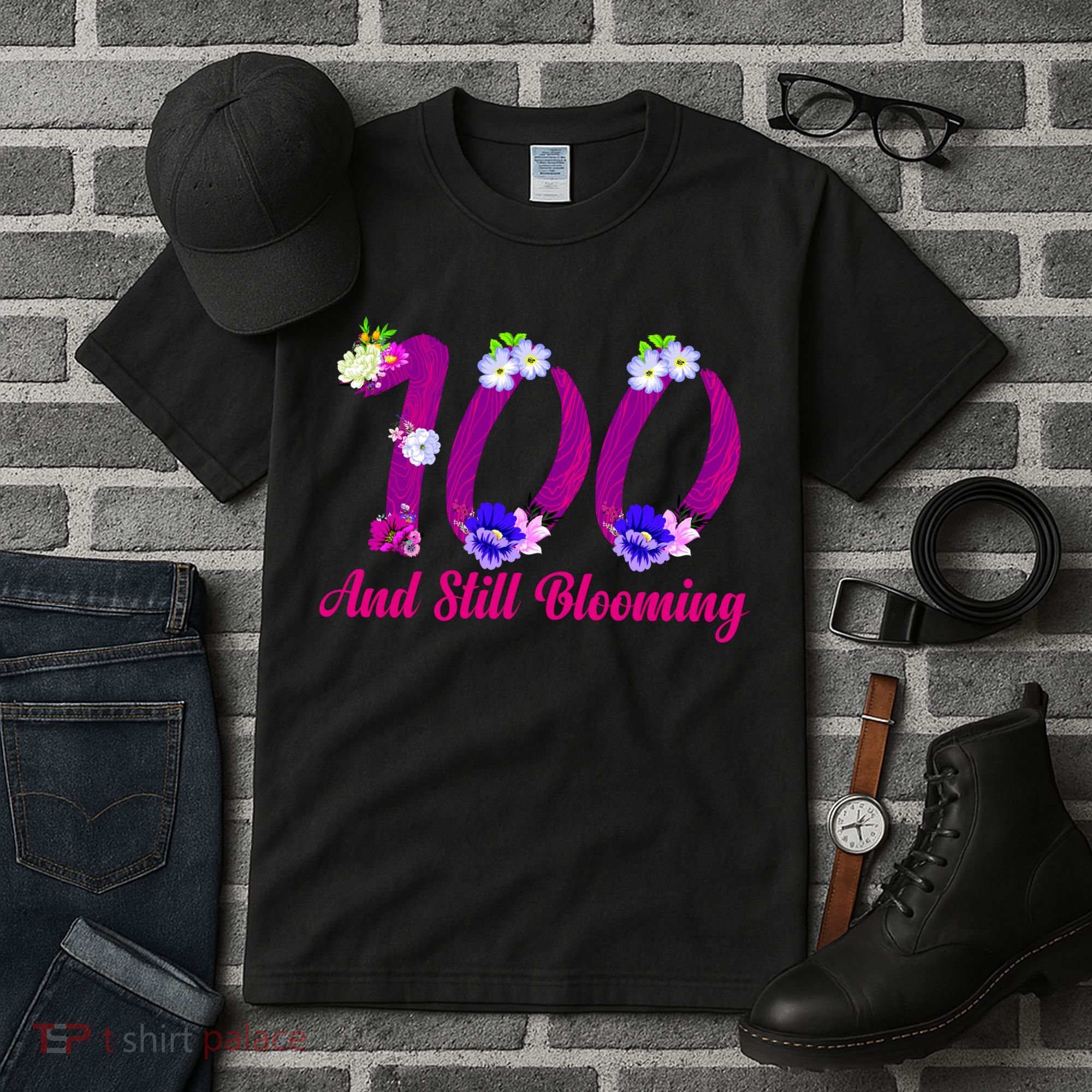 Still Blooming 100th Birthday Flowers Tall T-Shirt