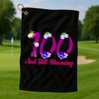 Still Blooming 100th Birthday Flowers Golf Towel thumb 1