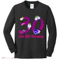 Still Blooming 30th Birthday Flowers Kids Long Sleeve Shirt thumb 0