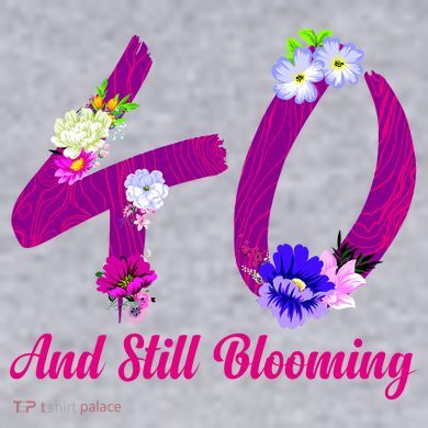 Still Blooming 40th Birthday Flowers Women's Racerback Cropped Tank
