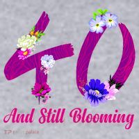 Still Blooming 40th Birthday Flowers Women's Racerback Cropped Tank thumb 2