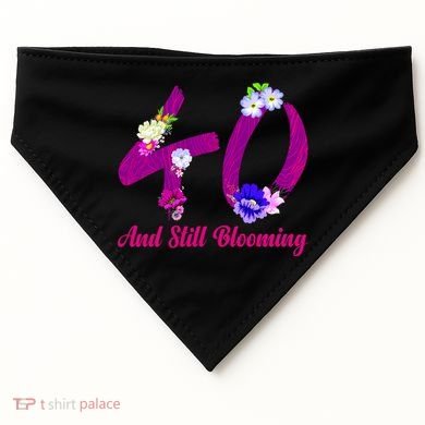 Still Blooming 40th Birthday Flowers USA-Made Doggie Bandana