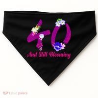 Still Blooming 40th Birthday Flowers USA-Made Doggie Bandana thumb 0