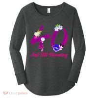 Still Blooming 40th Birthday Flowers Women's Perfect Tri Tunic Long Sleeve Shirt thumb 0