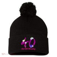 Still Blooming 40th Birthday Flowers Pom Pom 12in Knit Beanie thumb 0
