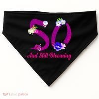 Still Blooming 50th Birthday Flowers USA-Made Doggie Bandana thumb 0