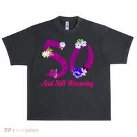 Still Blooming 50th Birthday Flowers Urban Oversized Heavyweight T-Shirt thumb 0