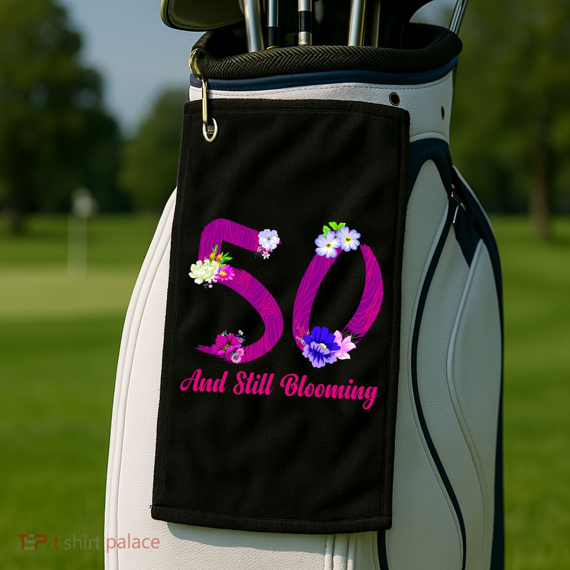 Still Blooming 50th Birthday Flowers Golf Towel