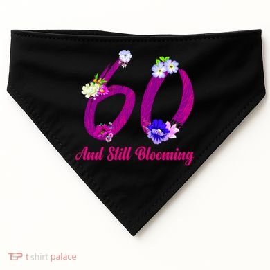 Still Blooming 60th Birthday Flowers USA-Made Doggie Bandana
