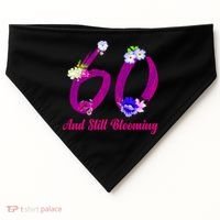 Still Blooming 60th Birthday Flowers USA-Made Doggie Bandana thumb 0