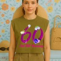 Still Blooming 60th Birthday Flowers Garment-Dyed Women's Muscle Tee thumb 4