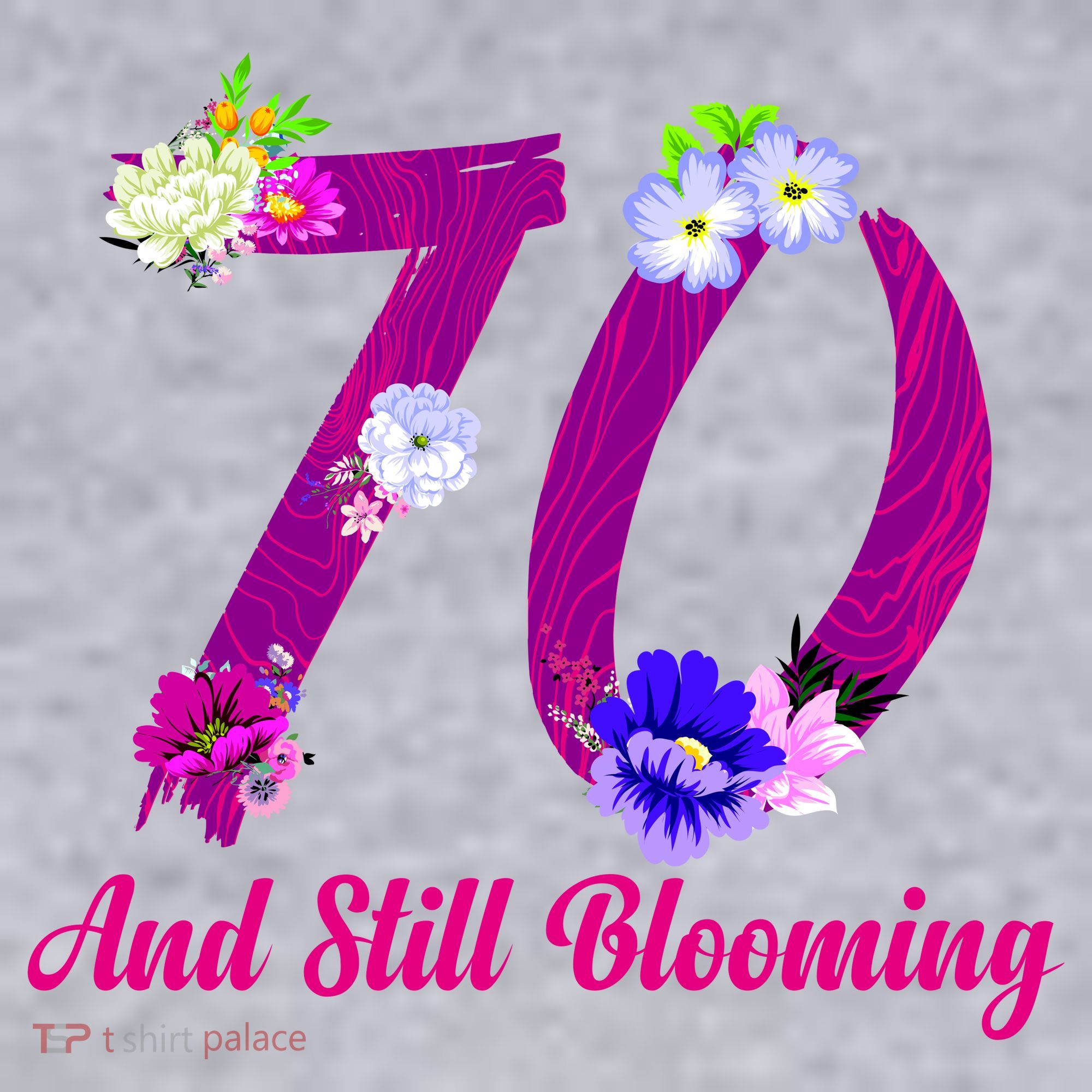 Still Blooming 70th Birthday Flowers Women's Racerback Cropped Tank