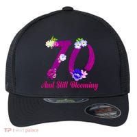 Still Blooming 70th Birthday Flowers Flexfit Unipanel Trucker Cap thumb 0