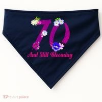 Still Blooming 70th Birthday Flowers USA-Made Doggie Bandana thumb 0