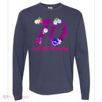 Still Blooming 70th Birthday Flowers Comfort Colors Heavyweight Long Sleeve T-Shirt thumb 0