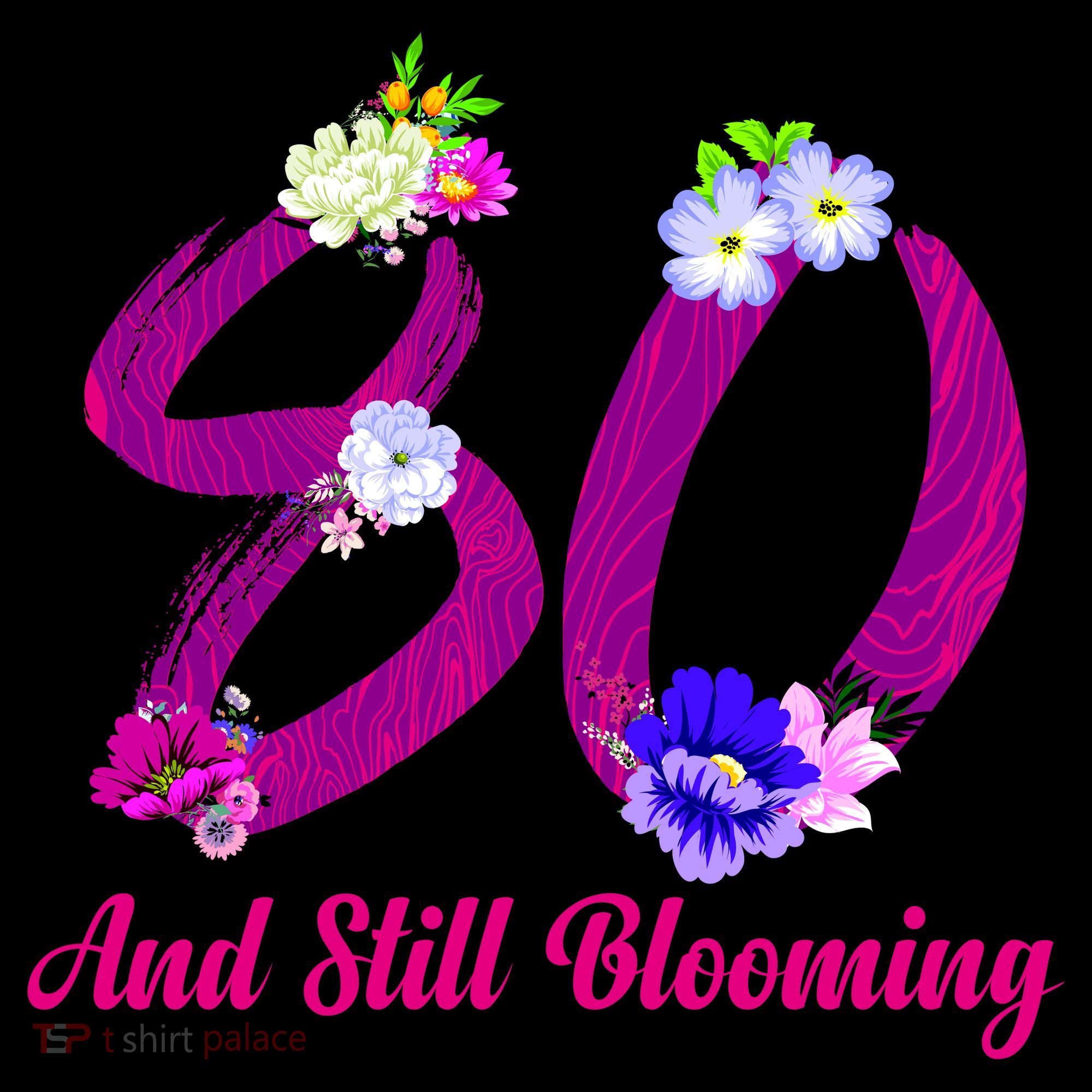 Still Blooming 80th Birthday Flowers USA-Made Doggie Bandana