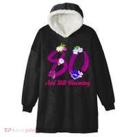Still Blooming 80th Birthday Flowers Hooded Wearable Blanket thumb 0