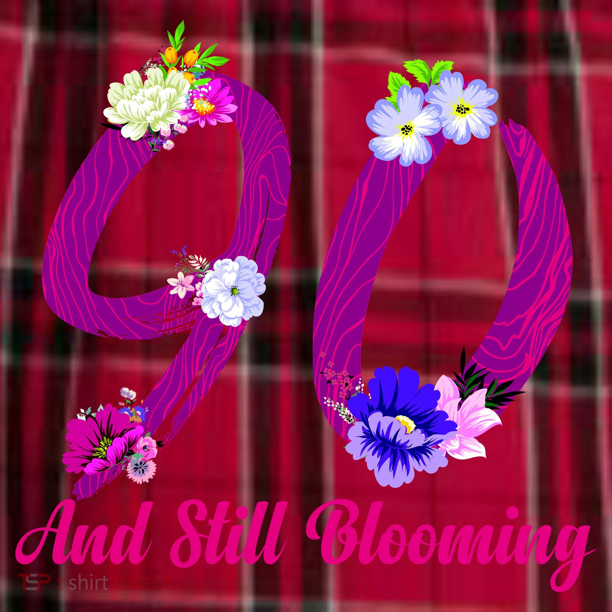 Still Blooming 90th Birthday Flowers Men's Flannel Plaid Pajama Pants