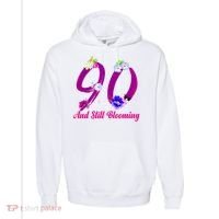 Still Blooming 90th Birthday Flowers Comfort Colors Garment-Dyed Hooded Sweatshirt thumb 0
