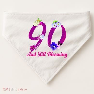 Still Blooming 90th Birthday Flowers USA-Made Doggie Bandana