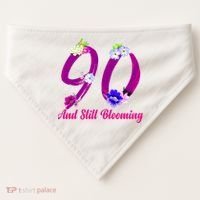 Still Blooming 90th Birthday Flowers USA-Made Doggie Bandana thumb 0