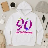 Still Blooming 90th Birthday Flowers Hoodie thumb 3