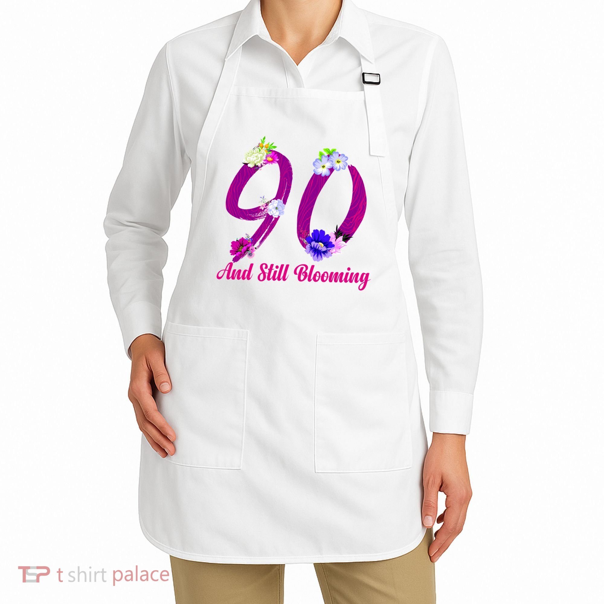 Still Blooming 90th Birthday Flowers Apron
