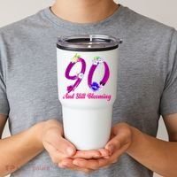 Still Blooming 90th Birthday Flowers Tumbler thumb 2