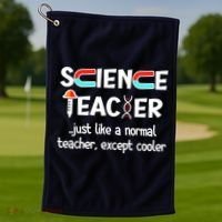 Science Teacher Just Like A Normal Teacher Funny Golf Towel thumb 1