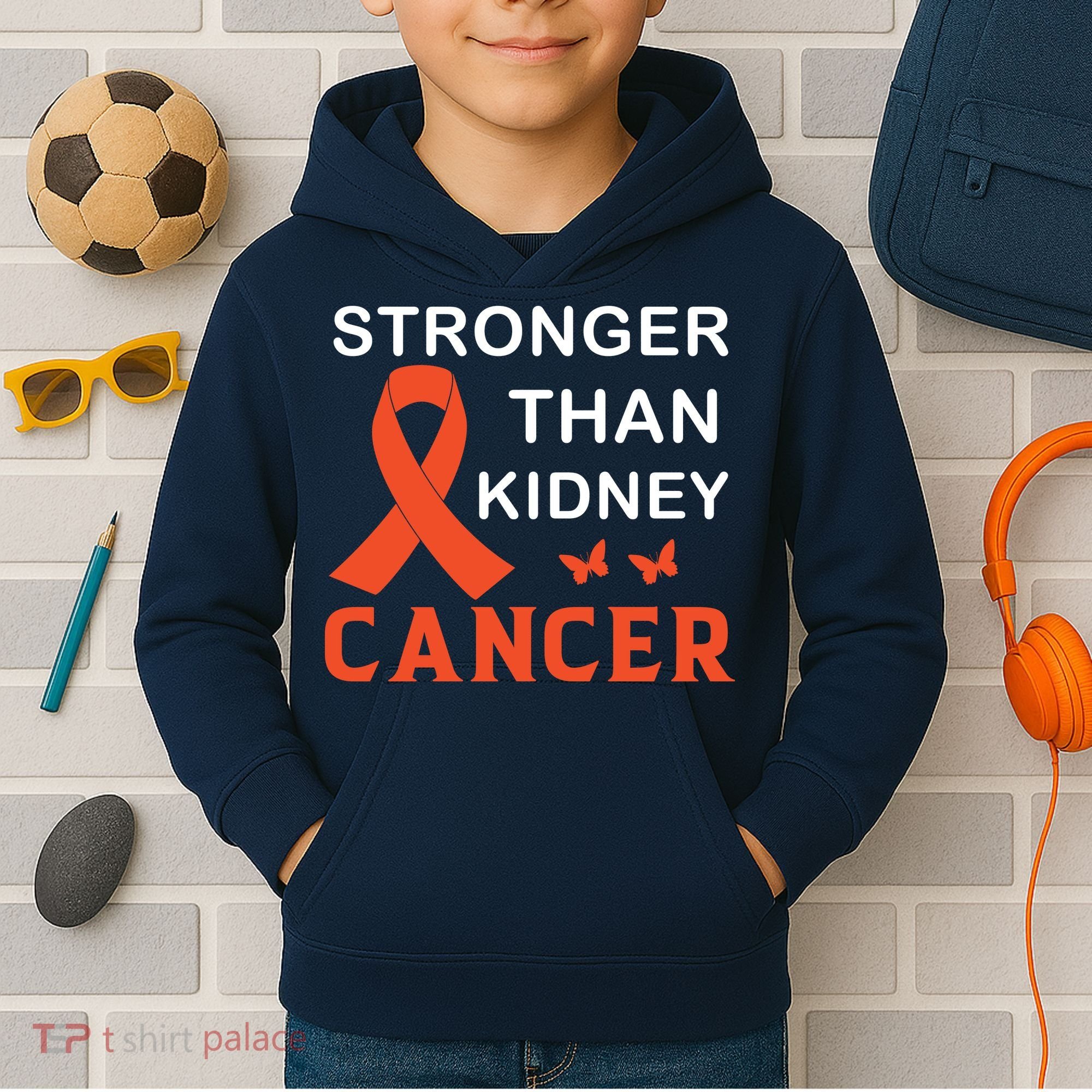 Stronger Than Kidney Cancer Breast Cancer Awareness Kids Hoodie