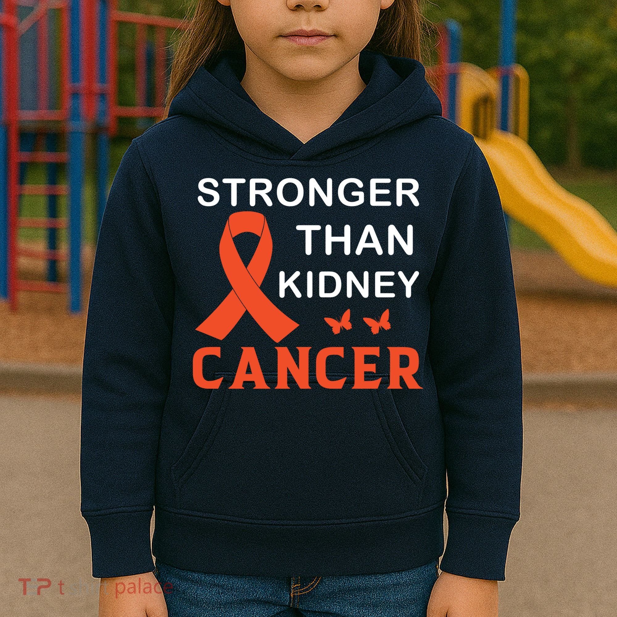 Stronger Than Kidney Cancer Breast Cancer Awareness Kids Hoodie