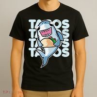Shark Taco Kawaii Neko Anime Mexican food  T-Shirt thumb 3