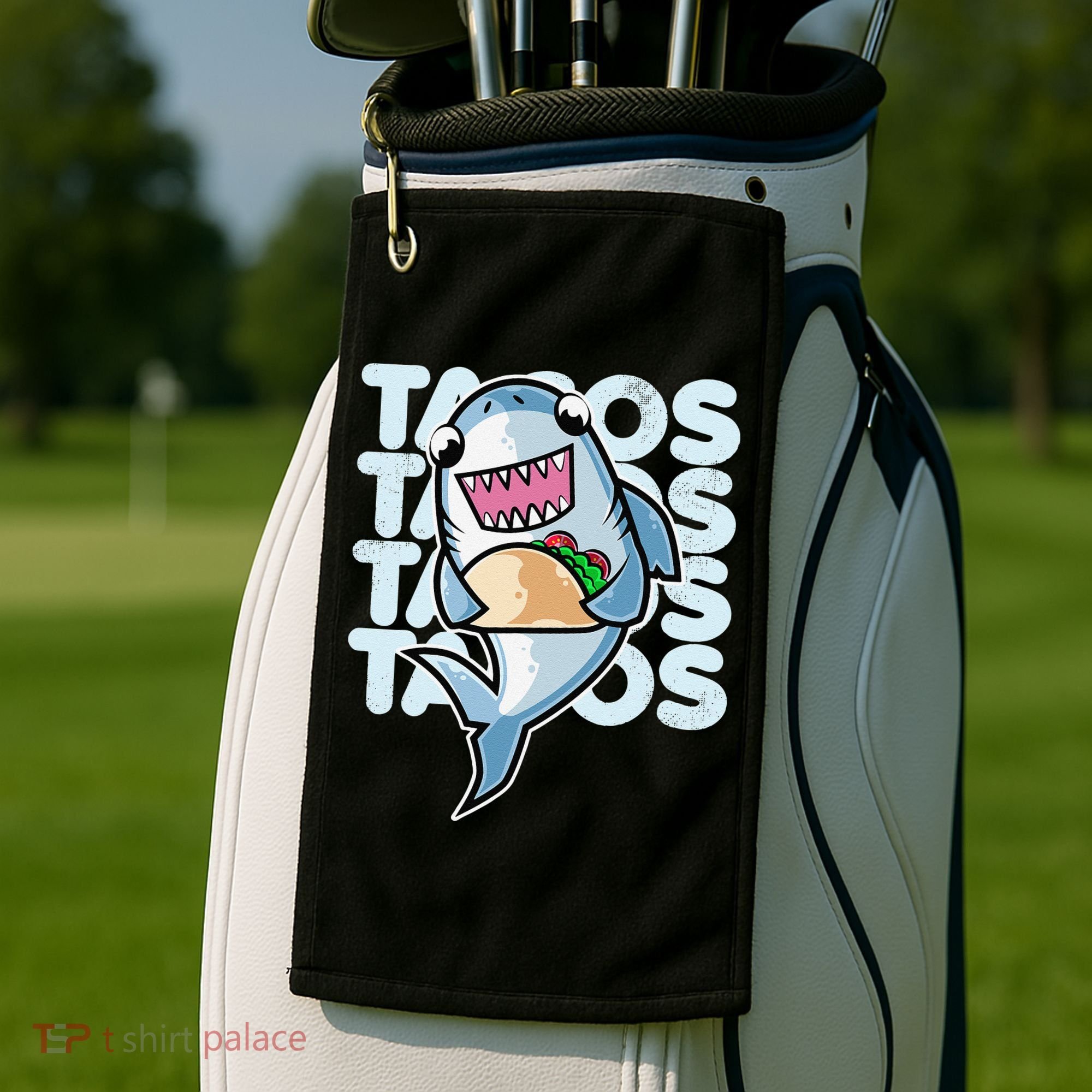 Shark Taco Kawaii Neko Anime Mexican food  Golf Towel