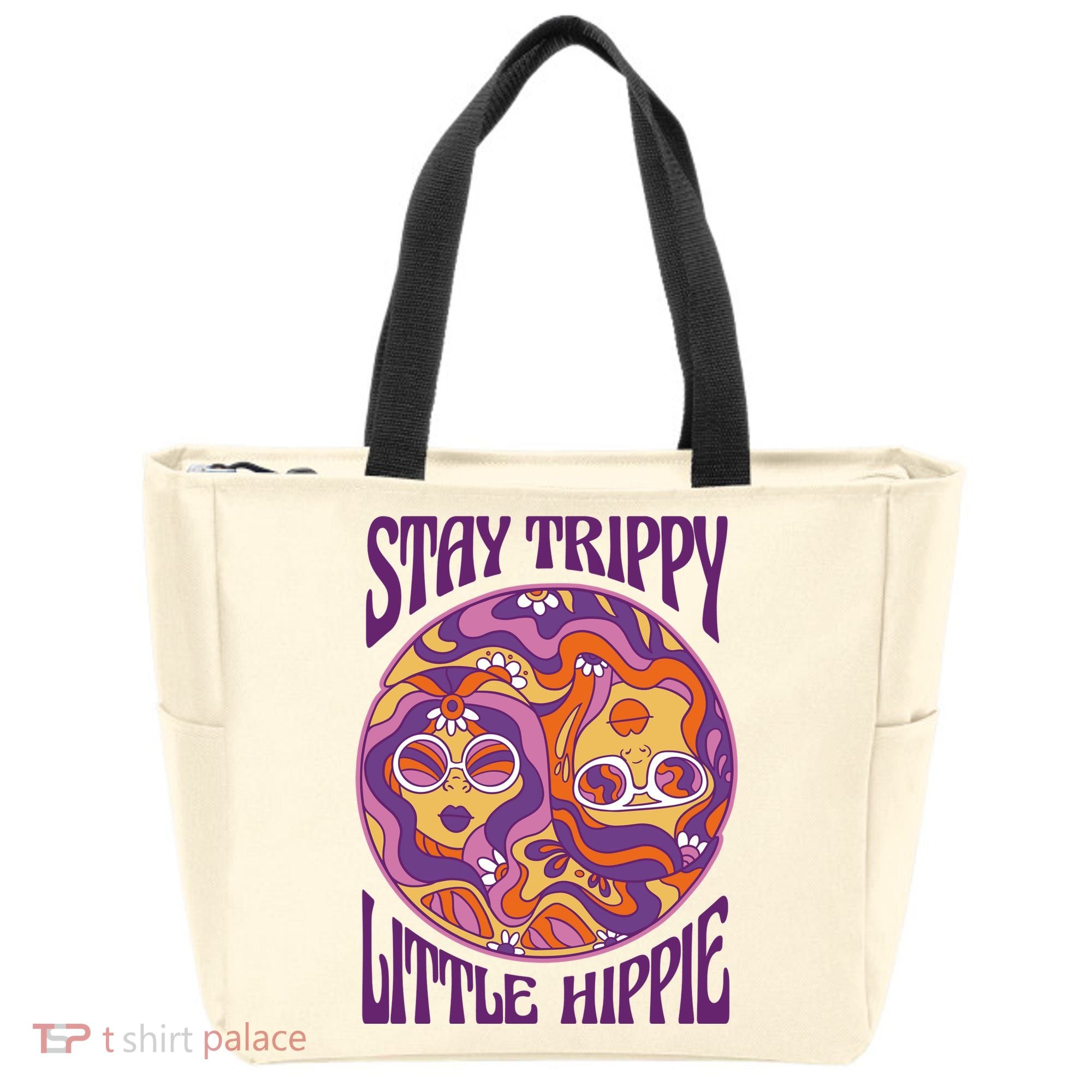 Stay Trippy Little Hippie Retro 60s Tote Bag