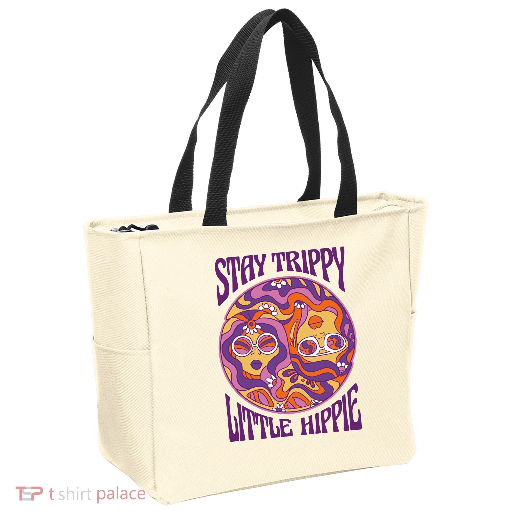 Stay Trippy Little Hippie Retro 60s Tote Bag