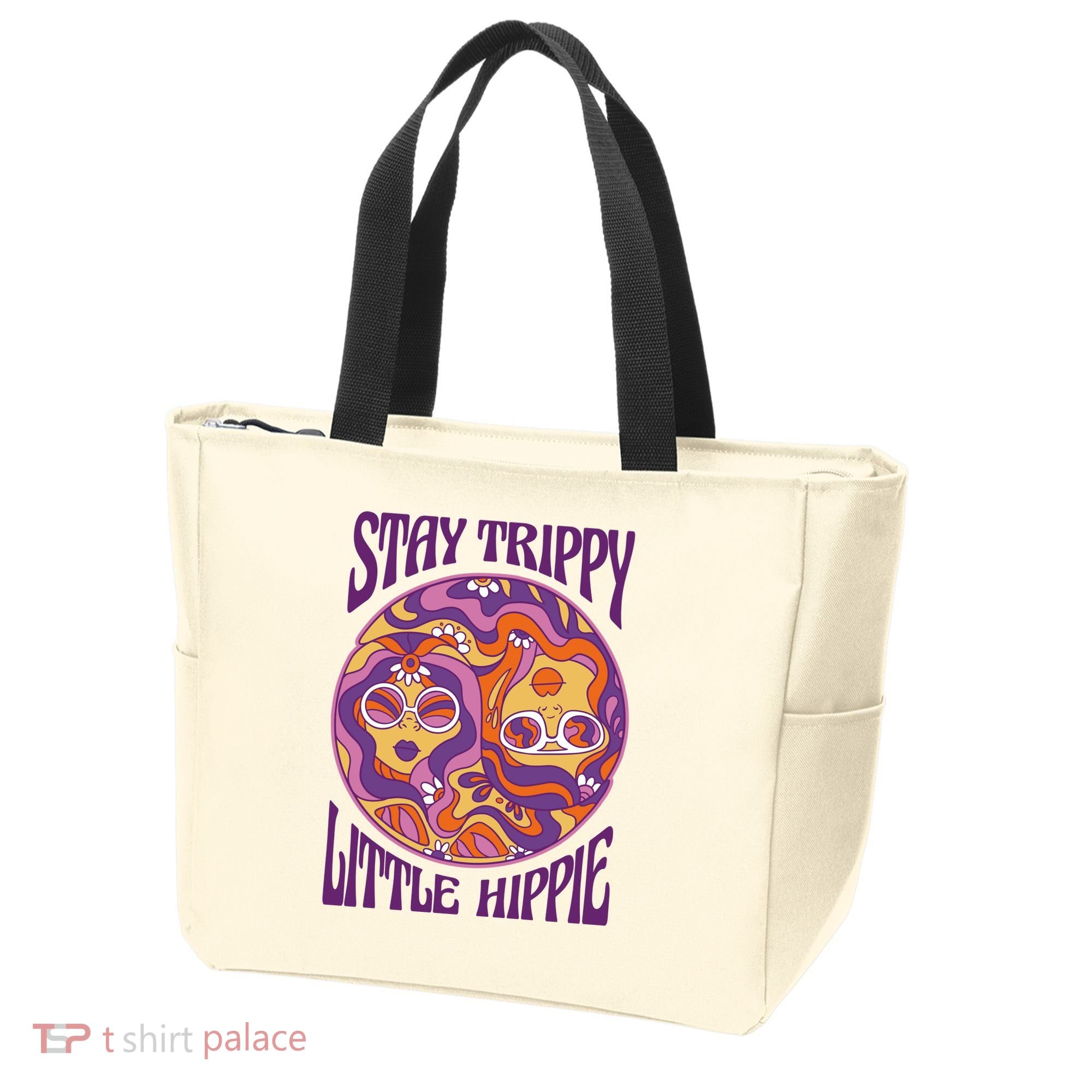 Stay Trippy Little Hippie Retro 60s Tote Bag