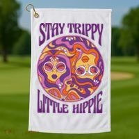 Stay Trippy Little Hippie Retro 60s Golf Towel thumb 1