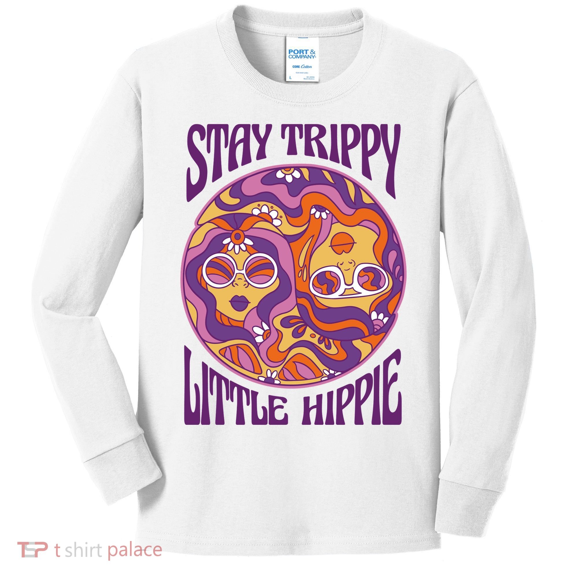 Stay Trippy Little Hippie Retro 60s Kids Long Sleeve Shirt