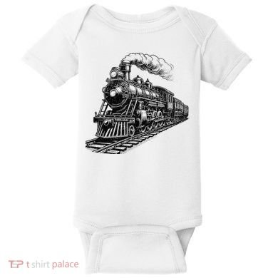 Steam Train Locomotive Steam Engine Baby Bodysuit
