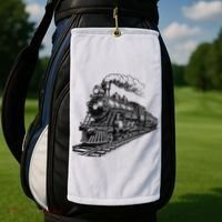 Steam Train Locomotive Steam Engine Golf Towel thumb 2
