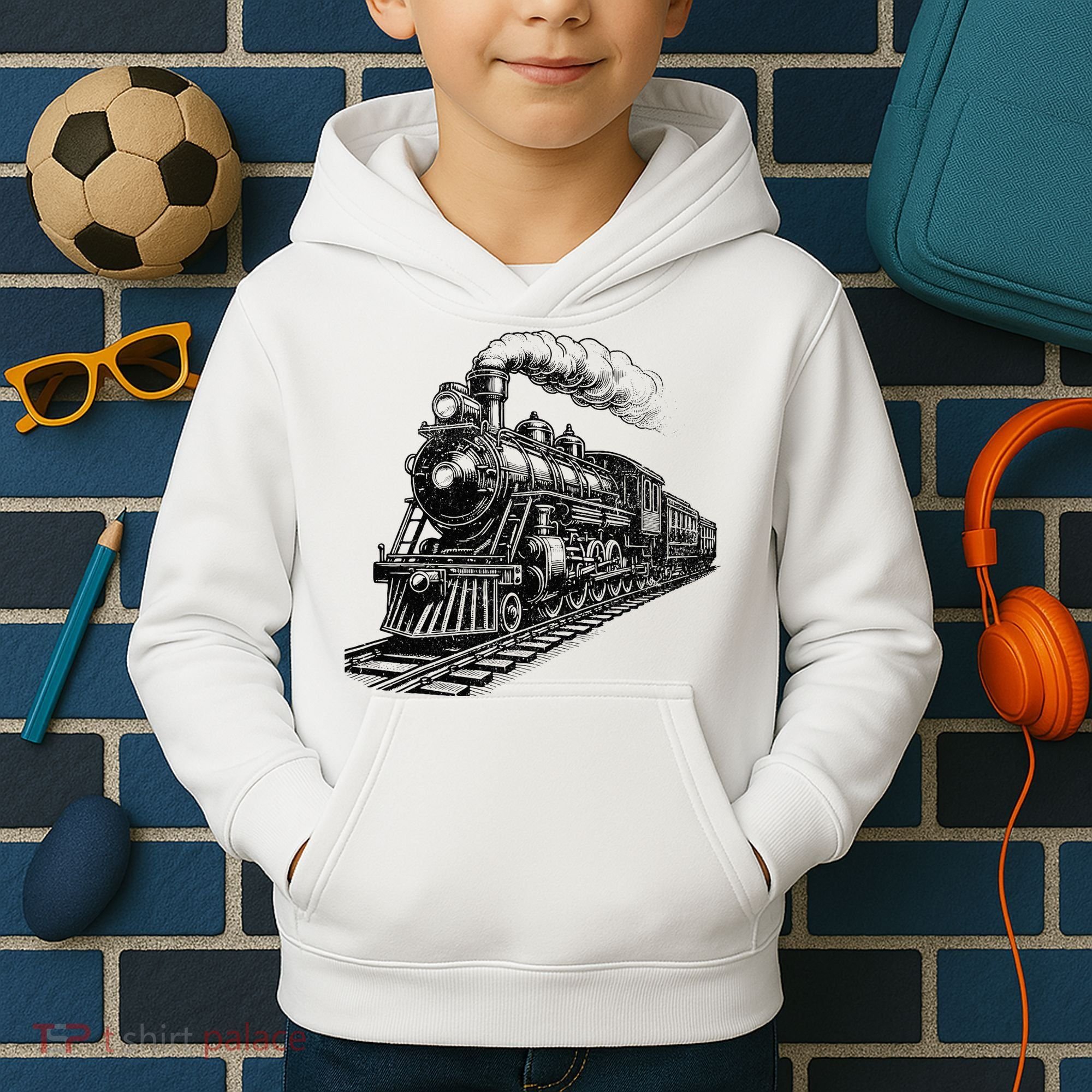 Steam Train Locomotive Steam Engine Kids Hoodie