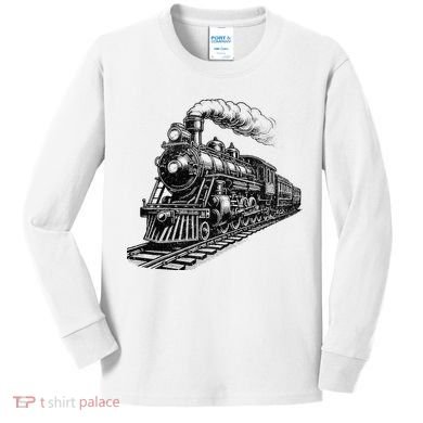 Steam Train Locomotive Steam Engine Kids Long Sleeve Shirt